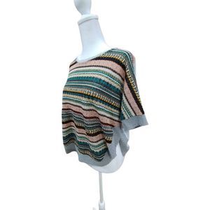 Vintage Ezra Poncho Knit Tee, Boho Style, M